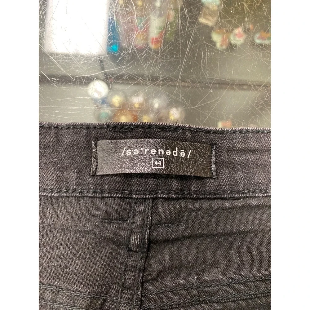 Serenede Mens Black Slim Fit Denim Jeans Size 44 Stretch Cotton Blend